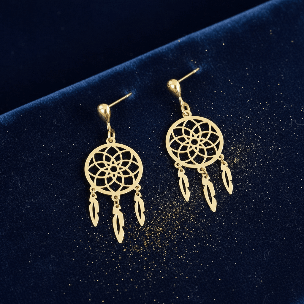 9ct Gold Dream Catcher Earrings - DP Online