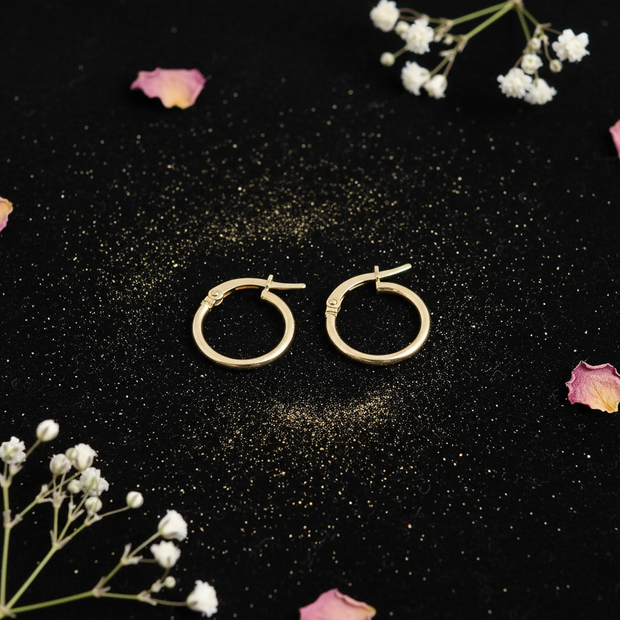 9ct Gold Hoop Earrings V3 Dust + Floral