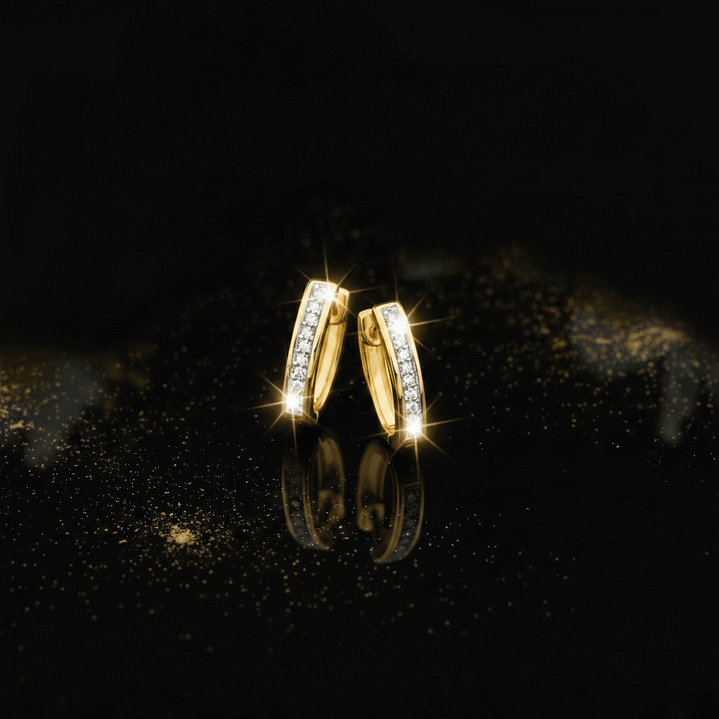 9ct Gold Plated Sterling Silver 0.10ct Diamond Hoop Earrings - DP Online