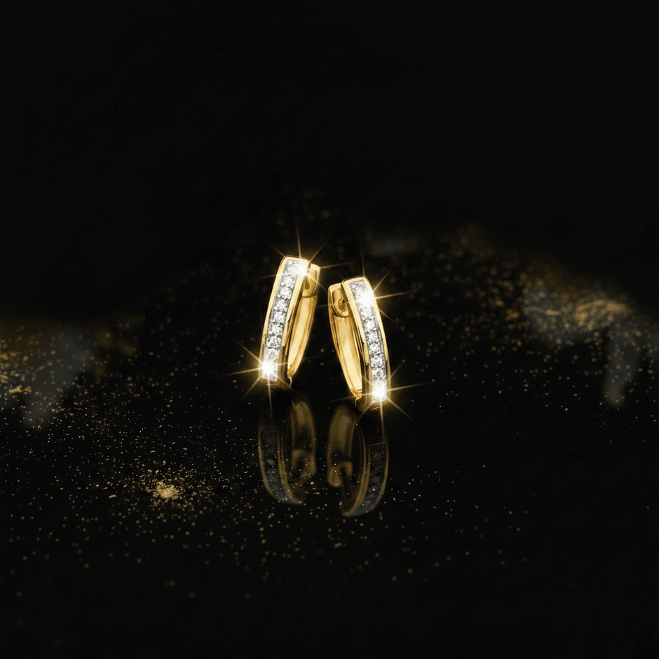 9ct Gold Plated Sterling Silver 0.10ct Diamond Hoop Earrings - DP Online