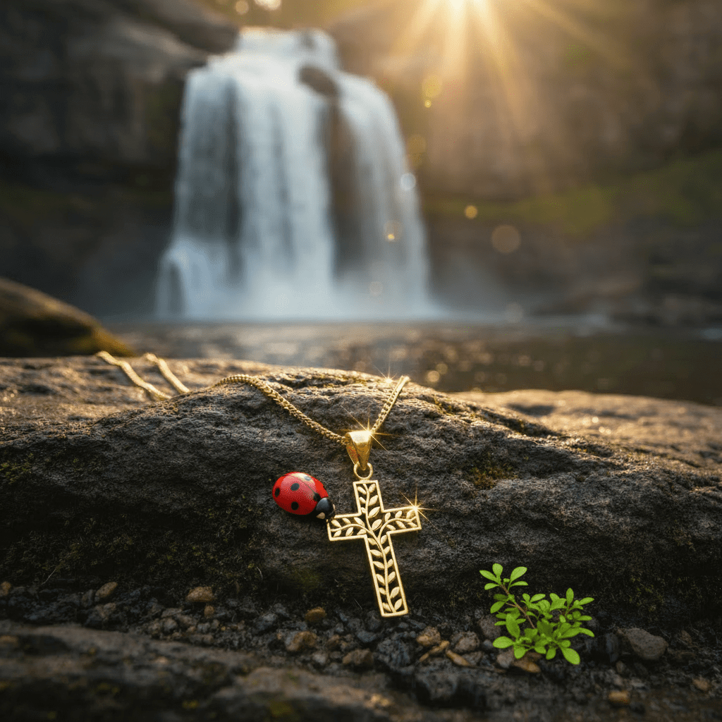 9ct Gold Vines Cross Pendant Necklace - DP Online