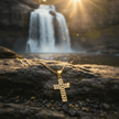 9ct Gold Vines Cross Pendant Necklace - DP Online