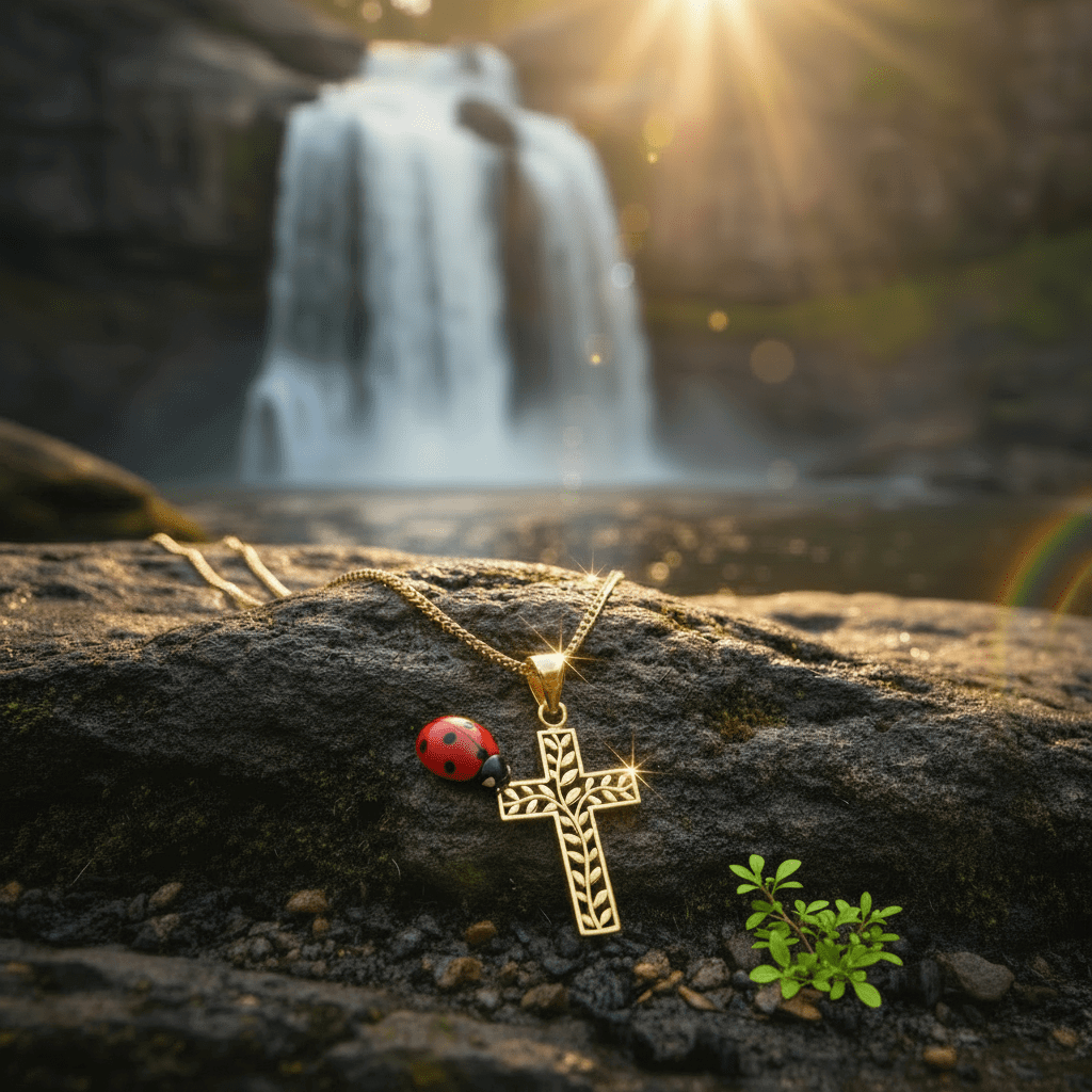 9ct Gold Vines Cross Pendant Necklace - DP Online