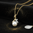9ct Two Tone Gold Freshwater Pearl & Diamond Pendant Necklace