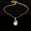 9ct Two Tone Gold Freshwater Pearl & Diamond Pendant Necklace