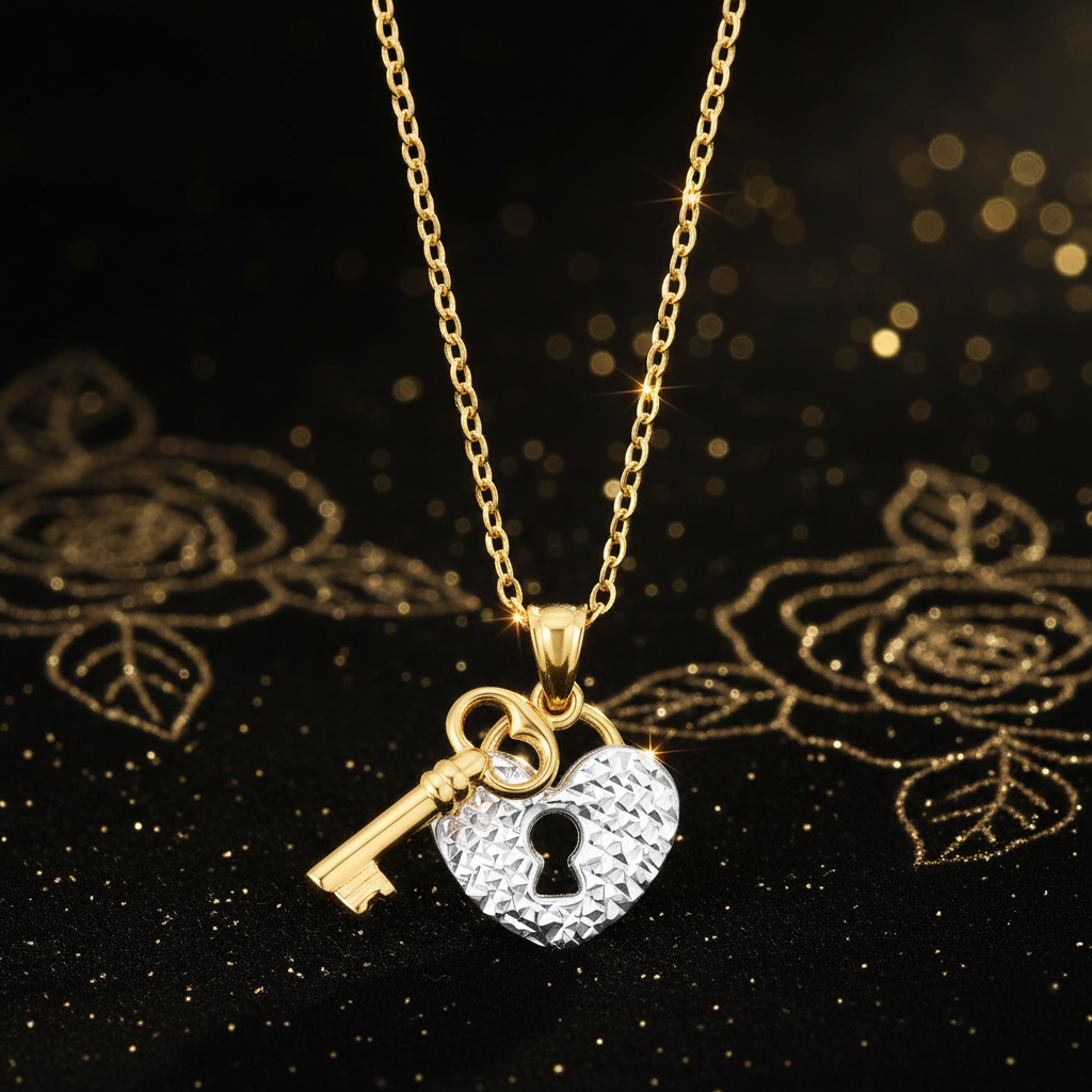 9ct Two-Tone Gold Key Locket – V3 Dust + Florals