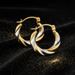 9ct Two Tone Gold Patterned Hoops – Gold Dust