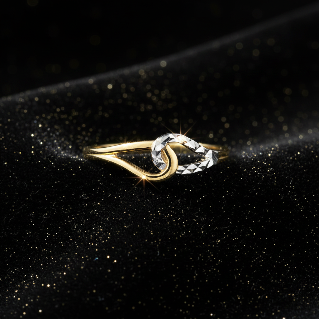 9ct Two-Tone Heart Ring – V2 Gold Dust