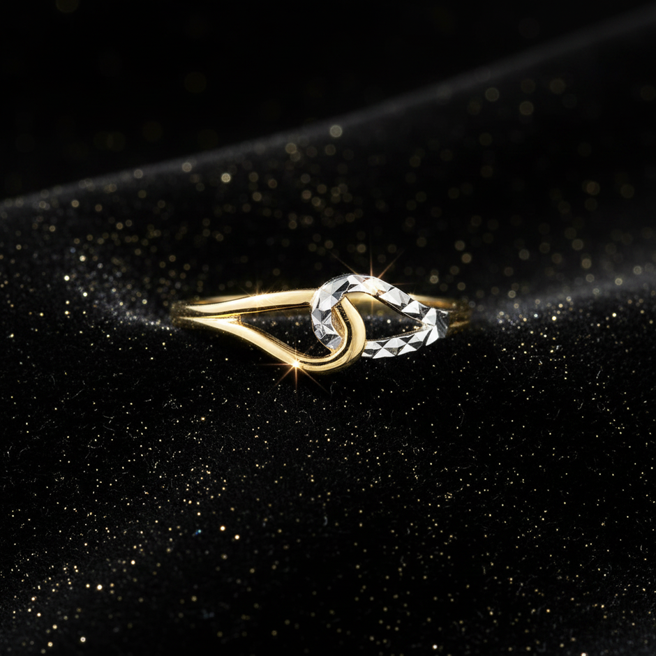 9ct Two-Tone Heart Ring – V2 Gold Dust