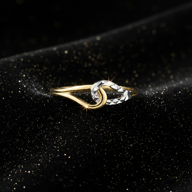 9ct Two-Tone Heart Ring – V2 Gold Dust