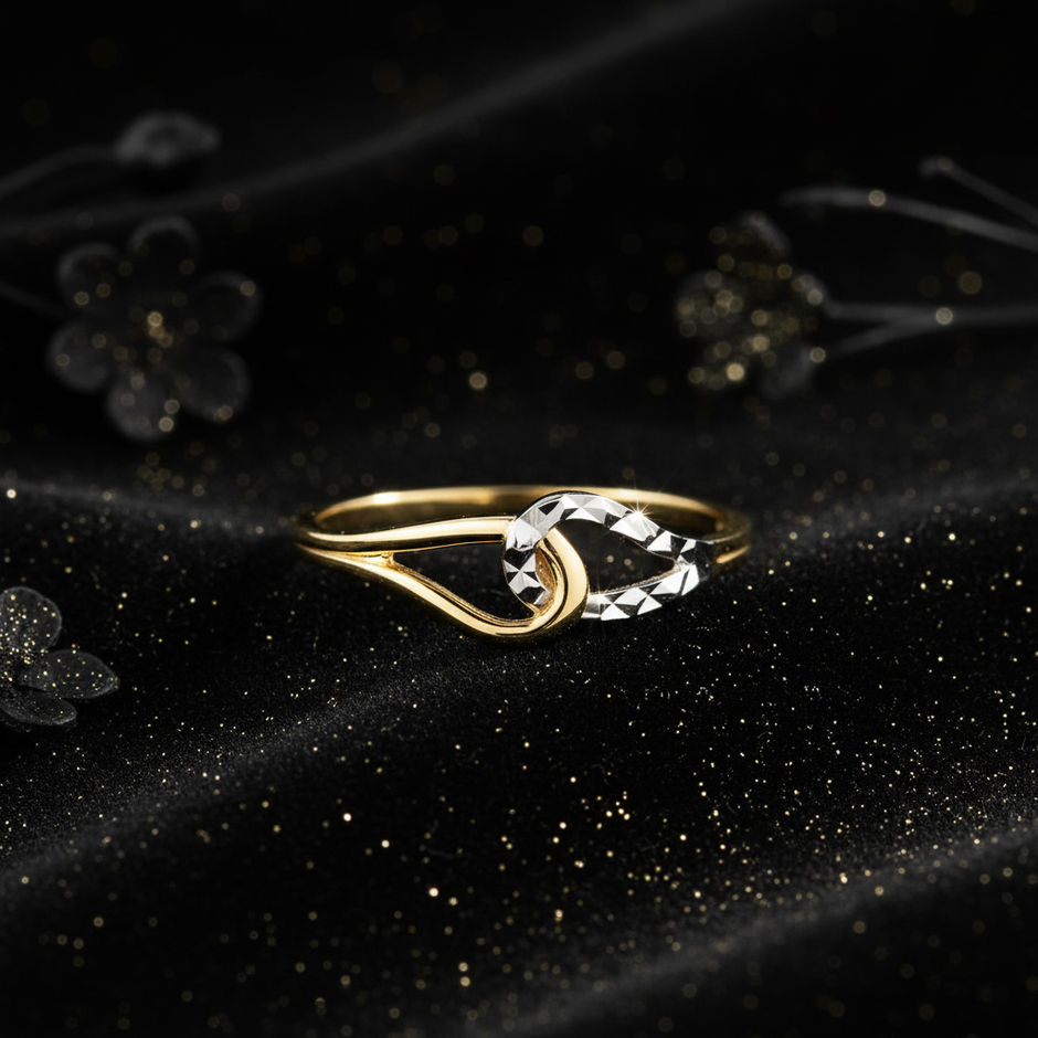 9ct Two-Tone Heart Ring – V3 Dust + Florals