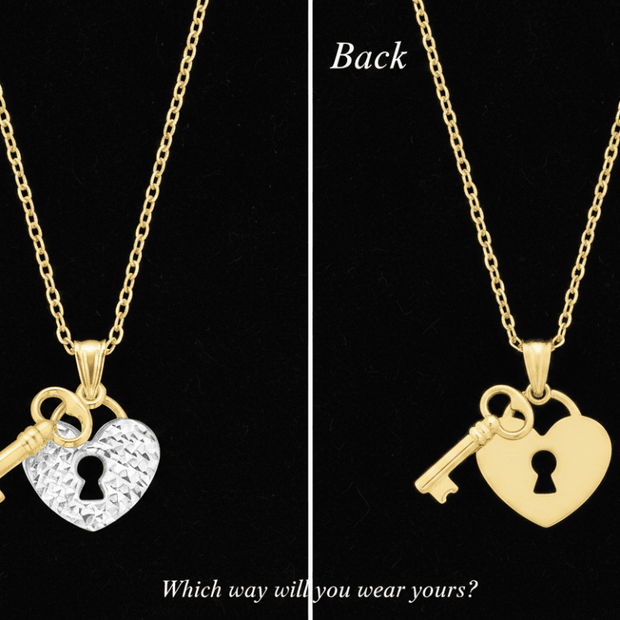 9ct Two-Tone Yellow and White Gold Key Locket - DP Online