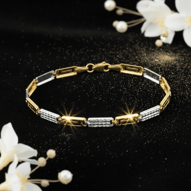 9ct Two Tone Yellow Gold & White Gold 7.5" 19cm Bracelet - DP Online