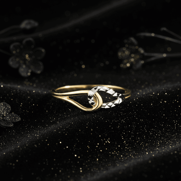 9ct Two-Toned Yellow & White Gold Diamond Link Ring - DP Online