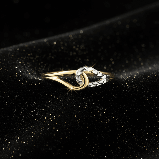 9ct Two-Toned Yellow & White Gold Diamond Link Ring - DP Online