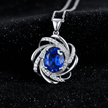 9ct White Gold Blue Cubic Zirconia Sapphire Pendant Chain