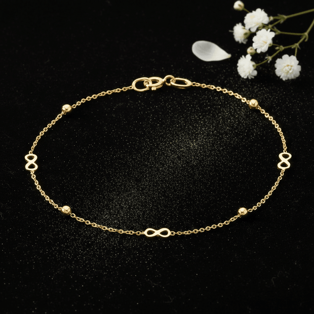 9ct Yellow Gold 7.5" 19cm Infinity Bracelet - DP Online