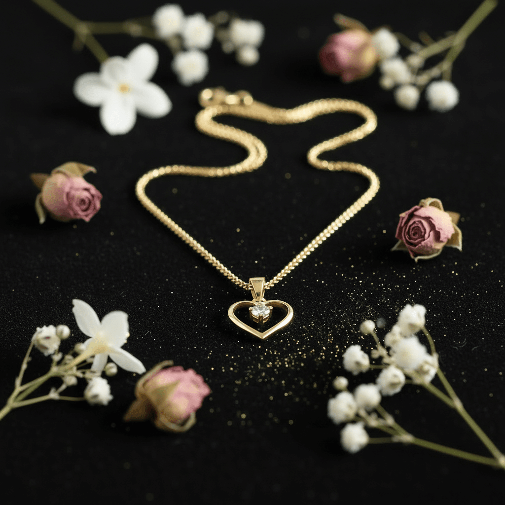 9ct Yellow Gold CZ Open Heart Pendant Necklace - DP Online