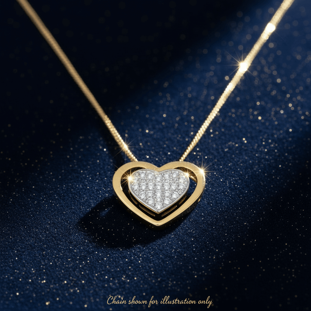 9ct Yellow Gold Diamond Double Heart Pendant - DP Online