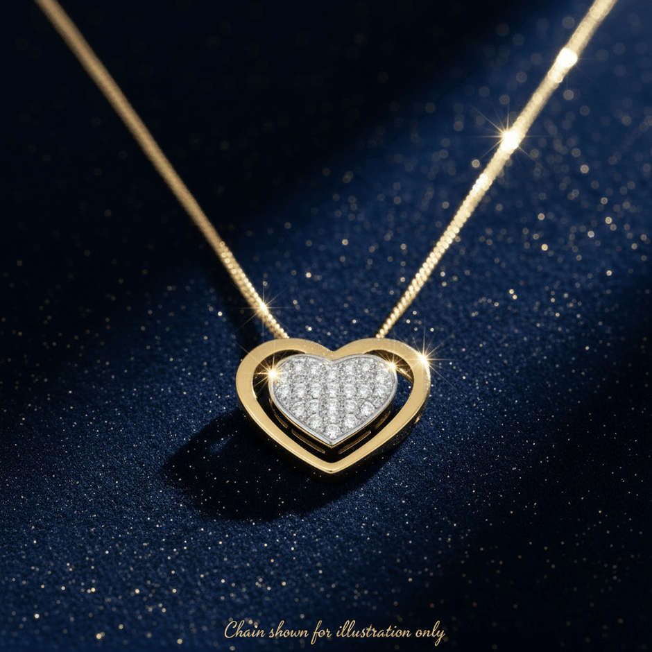 9ct Yellow Gold Diamond Double Heart Pendant - DP Online