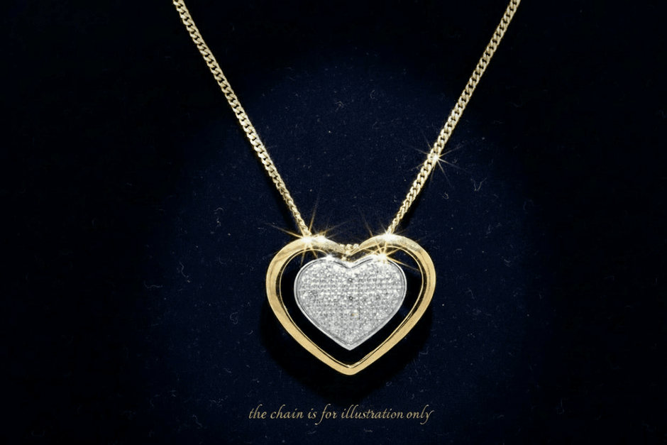 9ct Yellow Gold Diamond Double Heart Pendant - DP Online