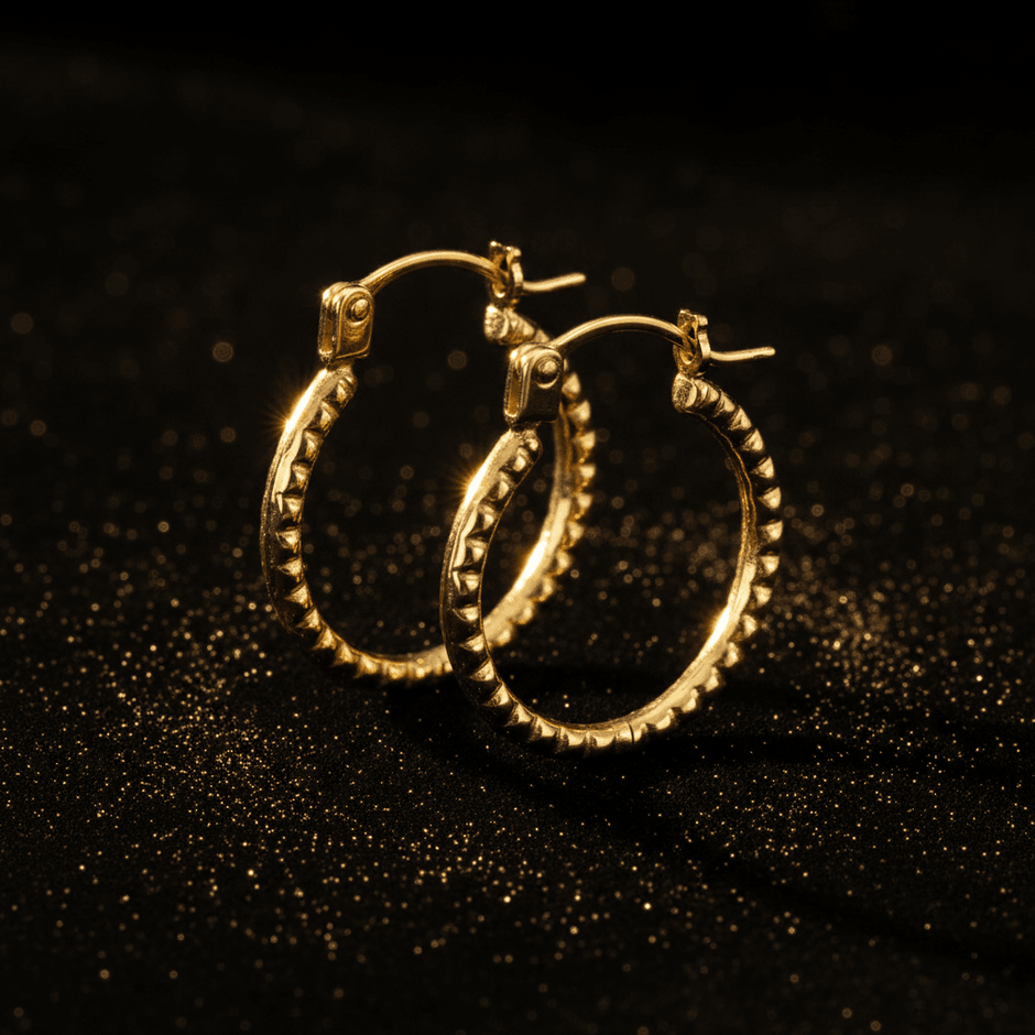 9ct Yellow Gold Pattern Hoop Earrings - DP Online