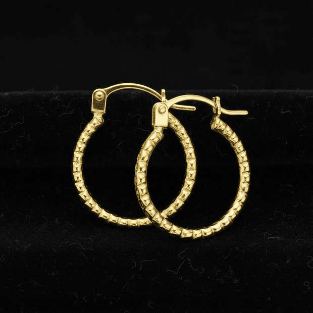 9ct Yellow Gold Pattern Hoop Earrings - DP Online