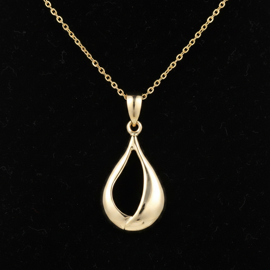 9ct Yellow Gold Tear Drop Pendant – Clean