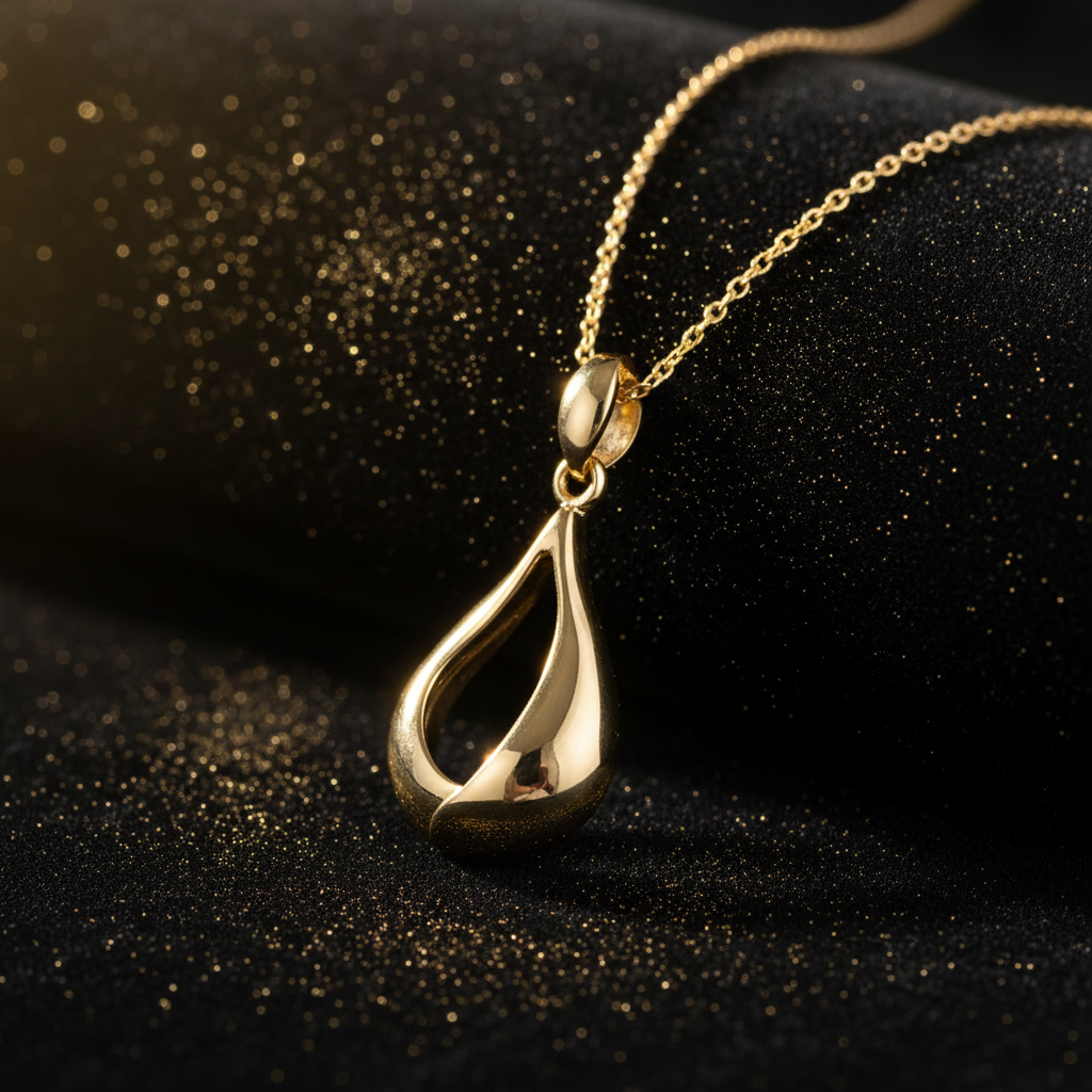 9ct Yellow Gold Tear Drop Pendant – Gold Dust