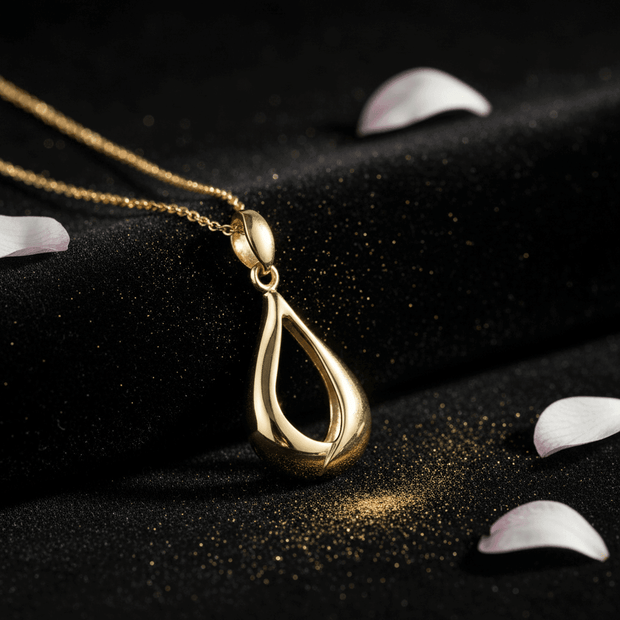 9ct Yellow Gold Tear Drop Pendant Necklace - DP Online