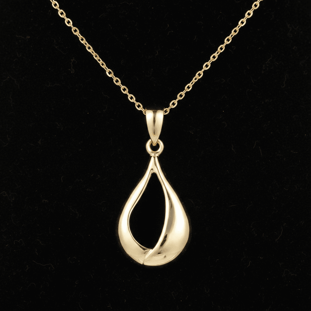 9ct Yellow Gold Tear Drop Pendant Necklace - DP Online