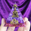 Amethyst Buddha Pyramid - One Hand Close Up