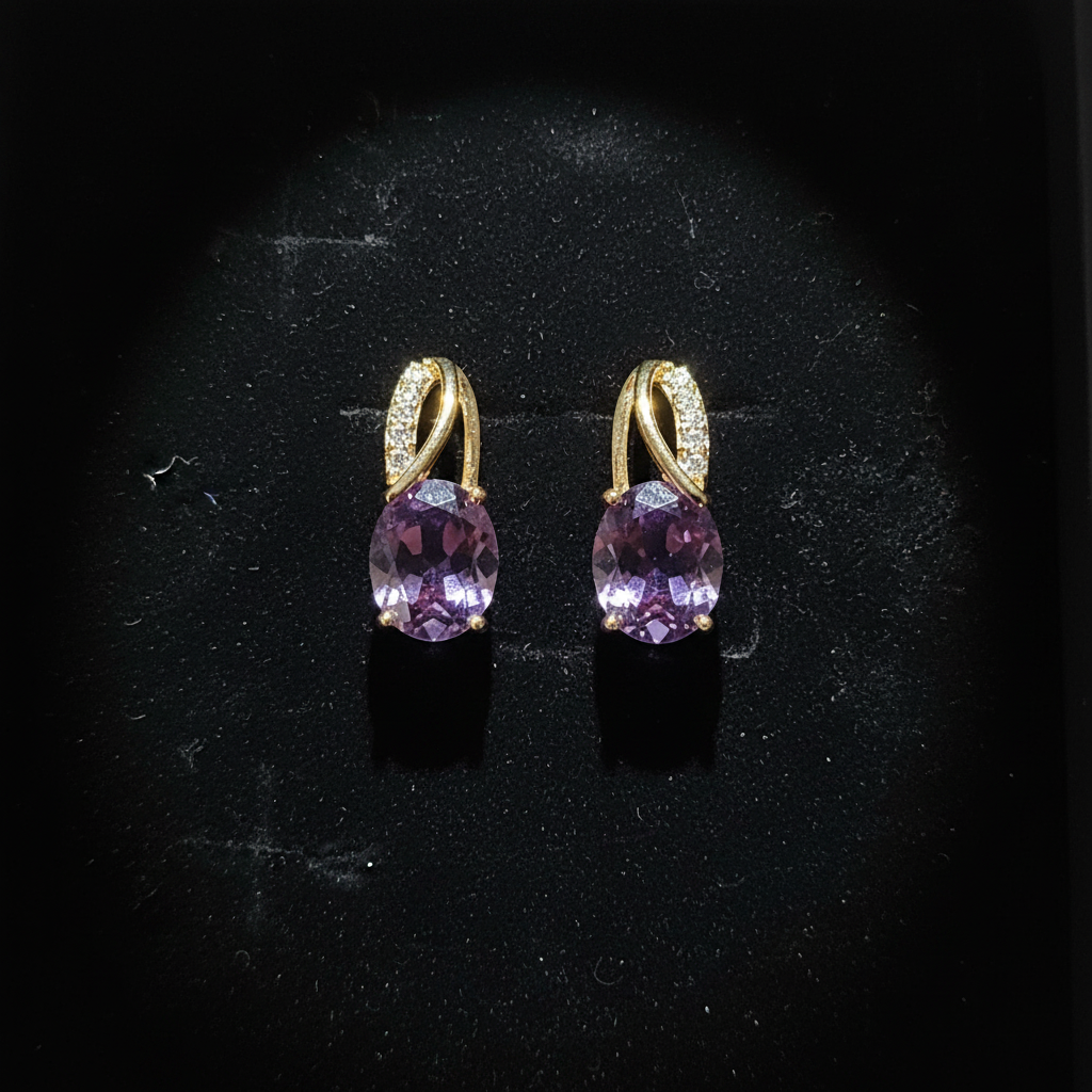 Amethyst Drop Earrings — V1 Upright