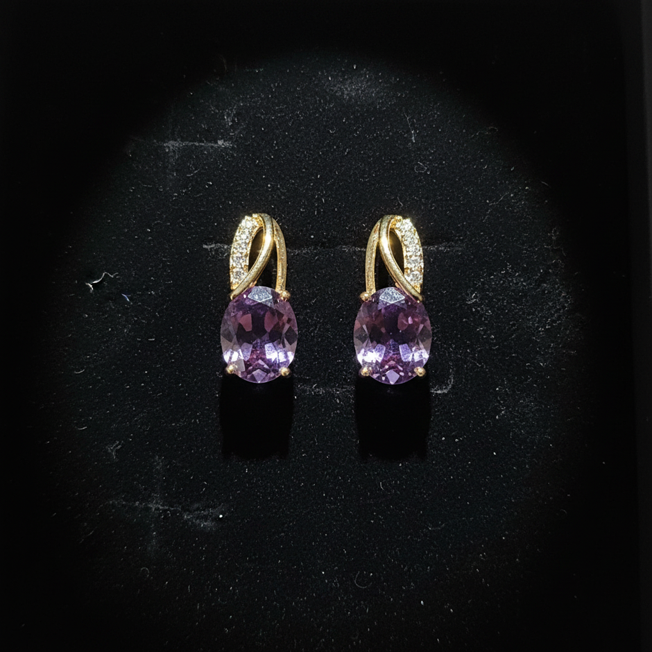 Amethyst Drop Earrings — V1 Upright