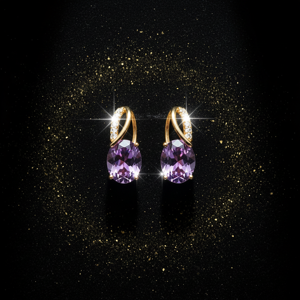 Amethyst Drop Earrings — V2 Upright