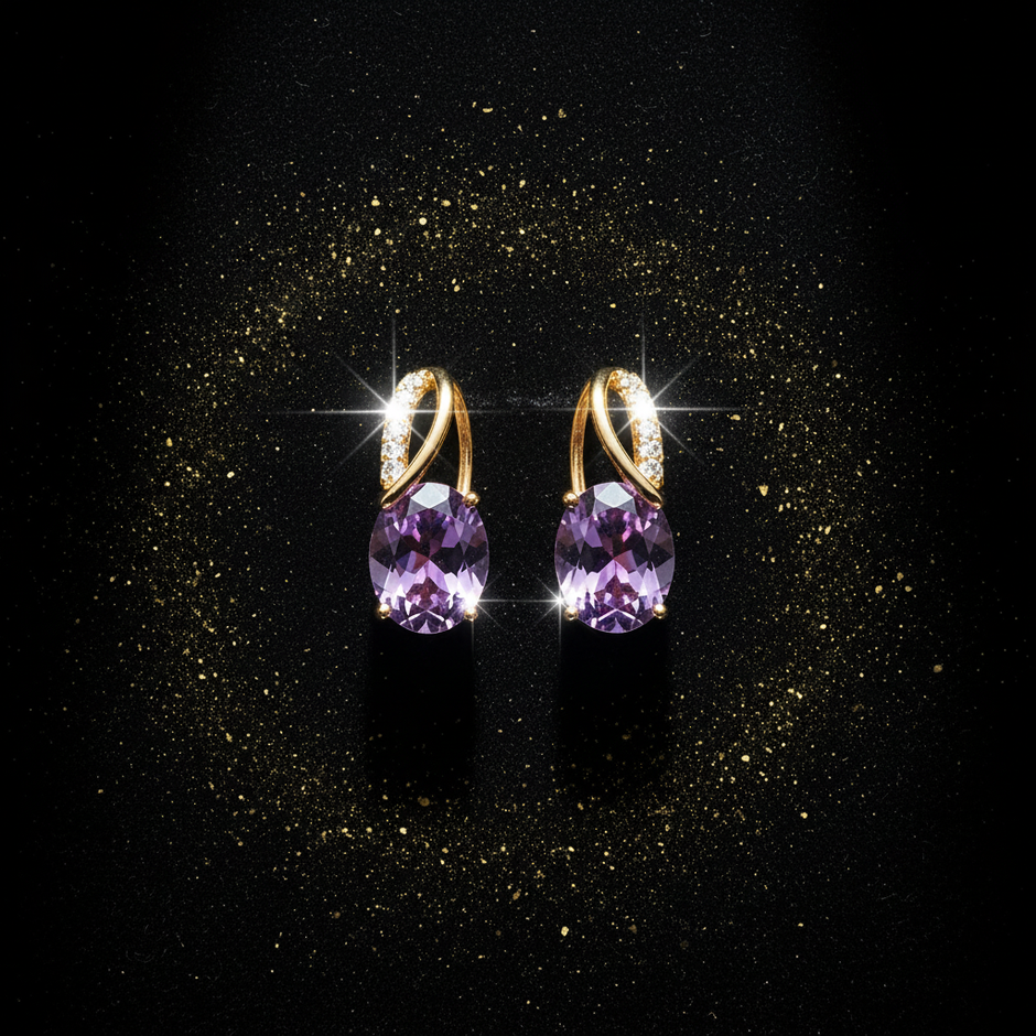Amethyst Drop Earrings — V2 Upright