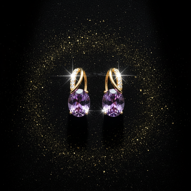 Amethyst Drop Earrings — V2 Upright