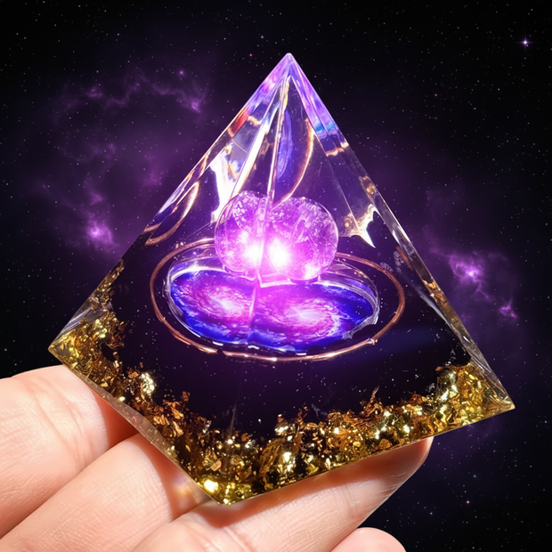 Amethyst Galaxy Lotus Pyramid - Cosmic Hero