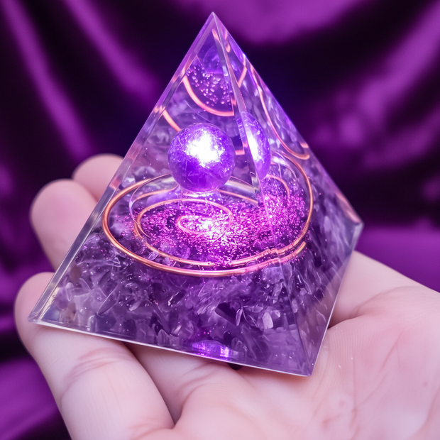 Amethyst Sphere Pyramid - Open Palm