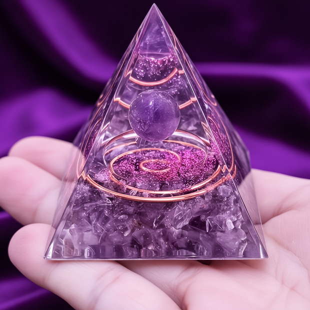 Amethyst Sphere Pyramid - Palm Clean