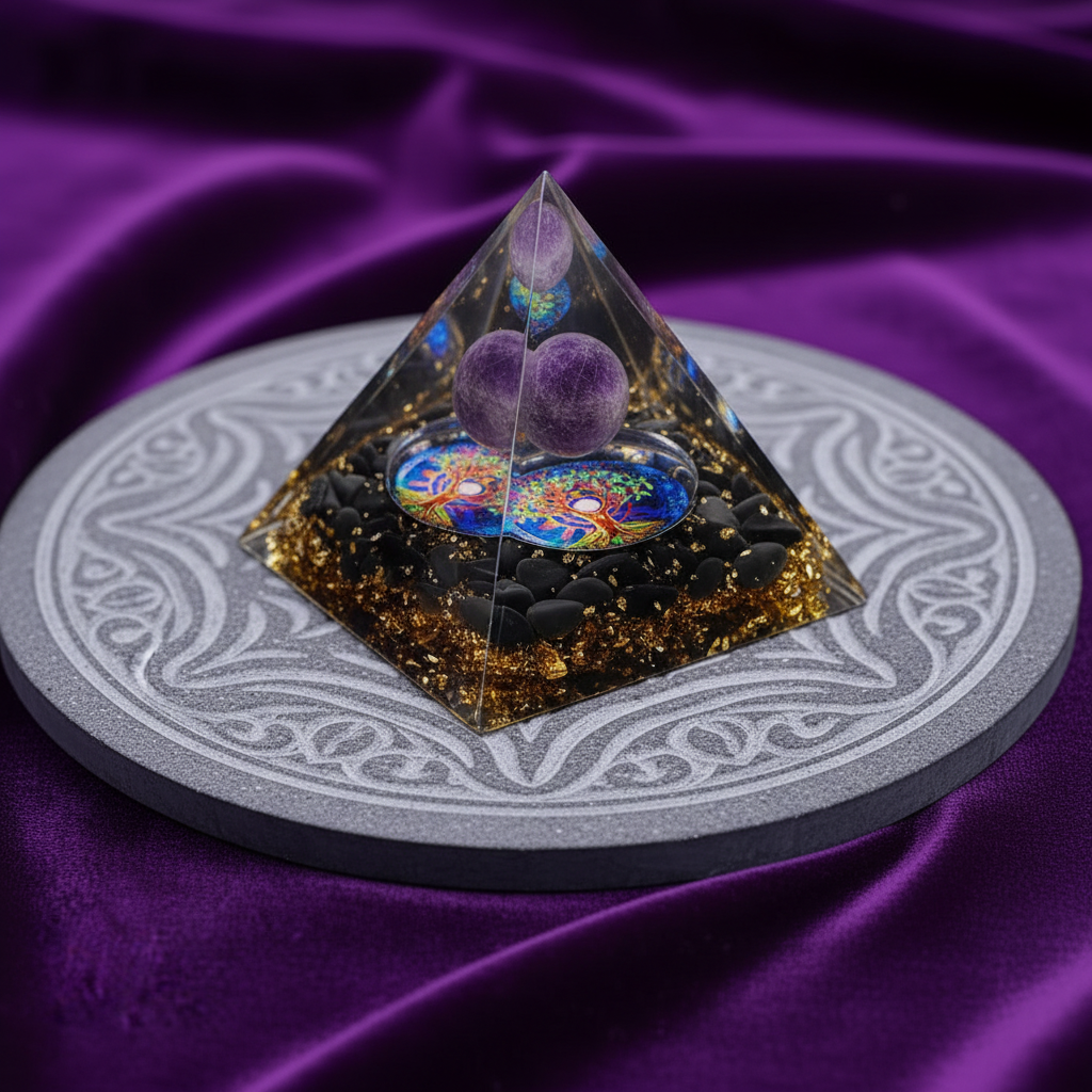 Amethyst Tree of Life Pyramid – Purple Velvet v2