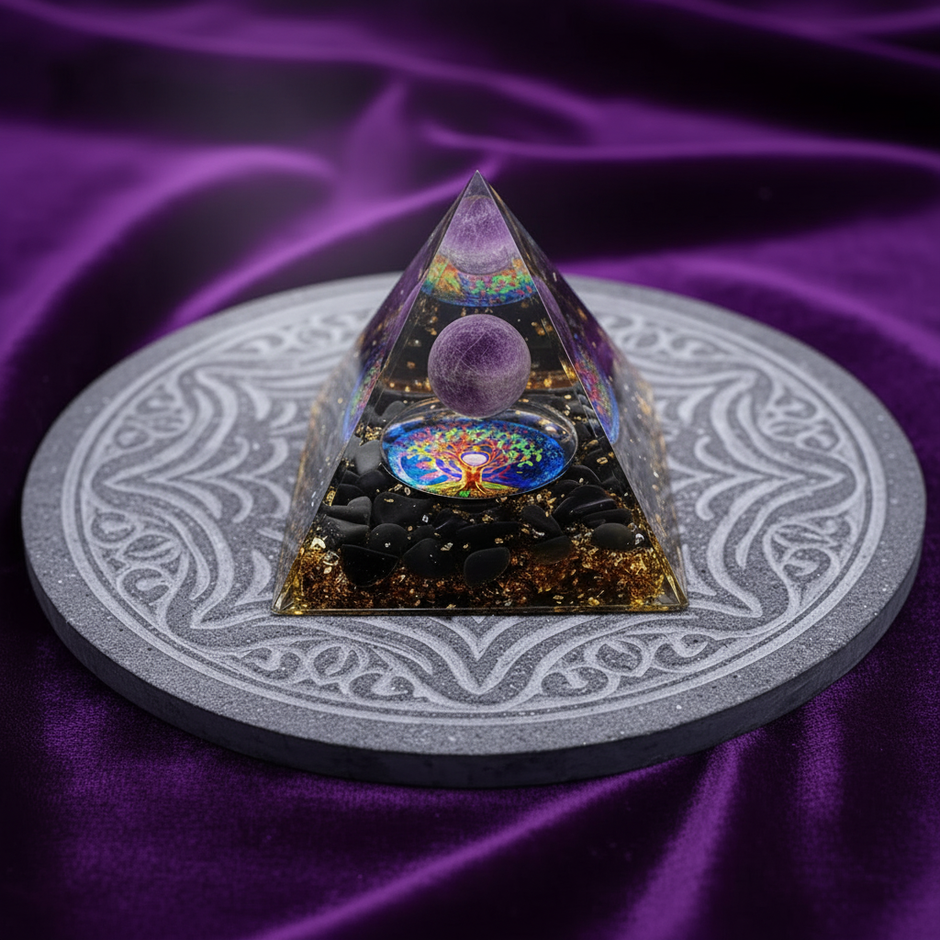 Amethyst Tree of Life Pyramid – Purple Velvet v3