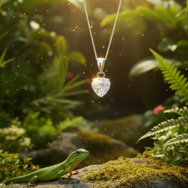 Angled right-to-left view of necklace