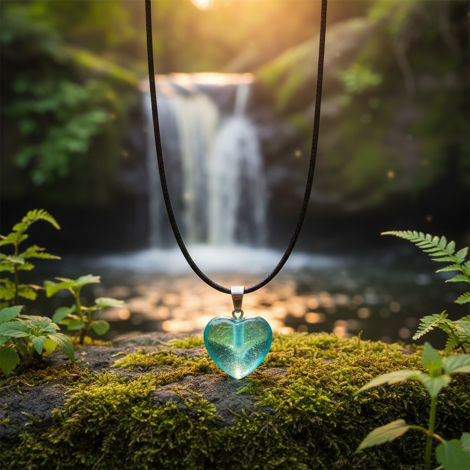 Aqua Crystal Heart Pendant