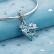 Aqua Heart Charm — Ice Blue Velvet Bracelet