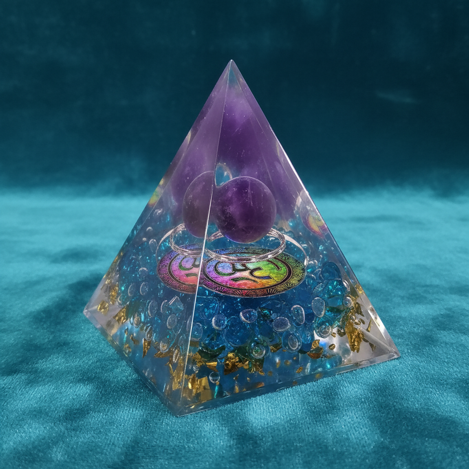 Aqua Om Amethyst Pyramid – Teal Velvet 2