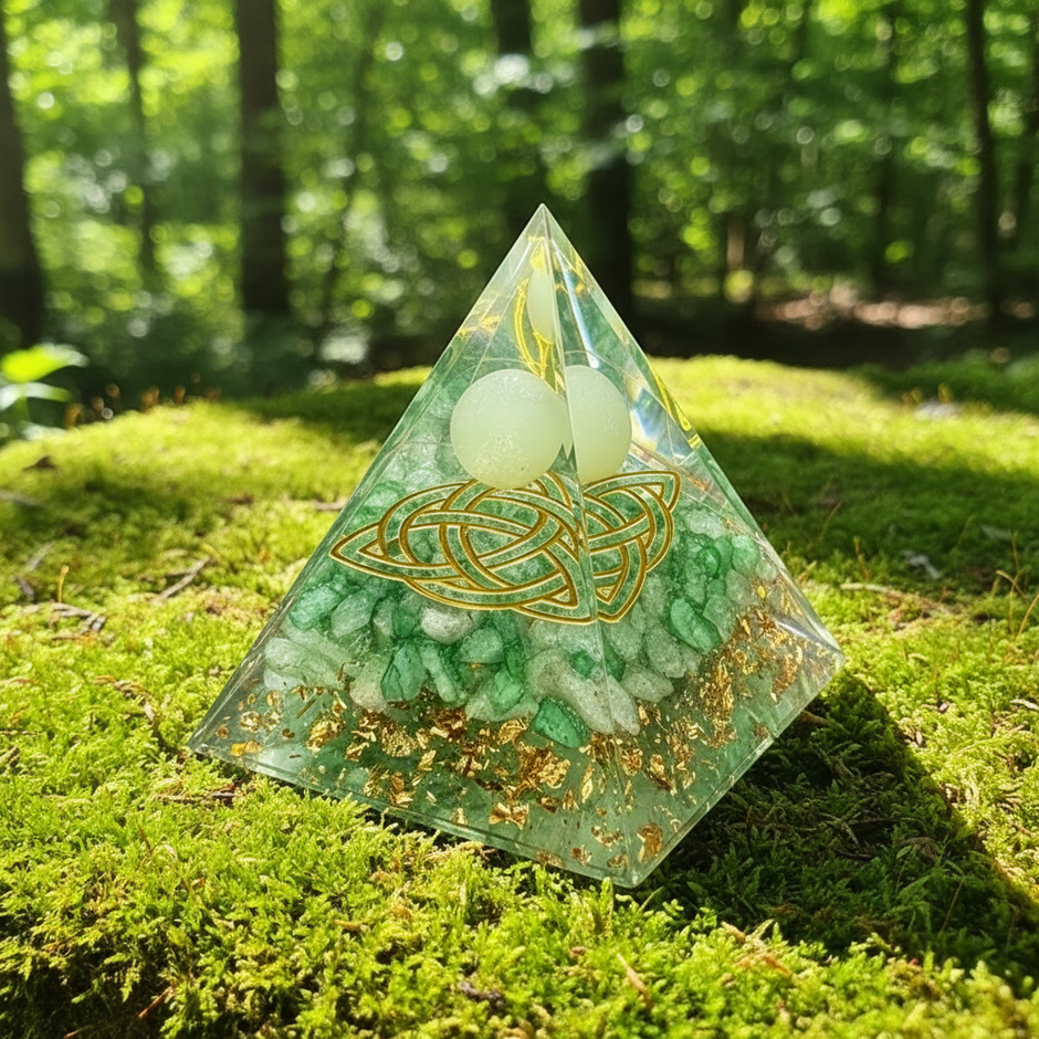 Aventurine Celtic Pyramid - Solo Close Up