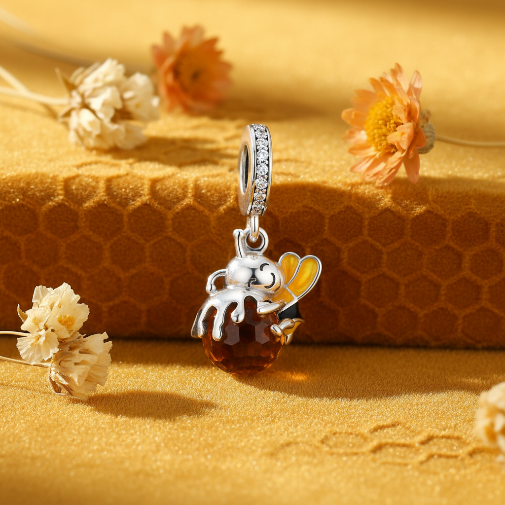 Bee Honey Charm — Amber Velvet Hero