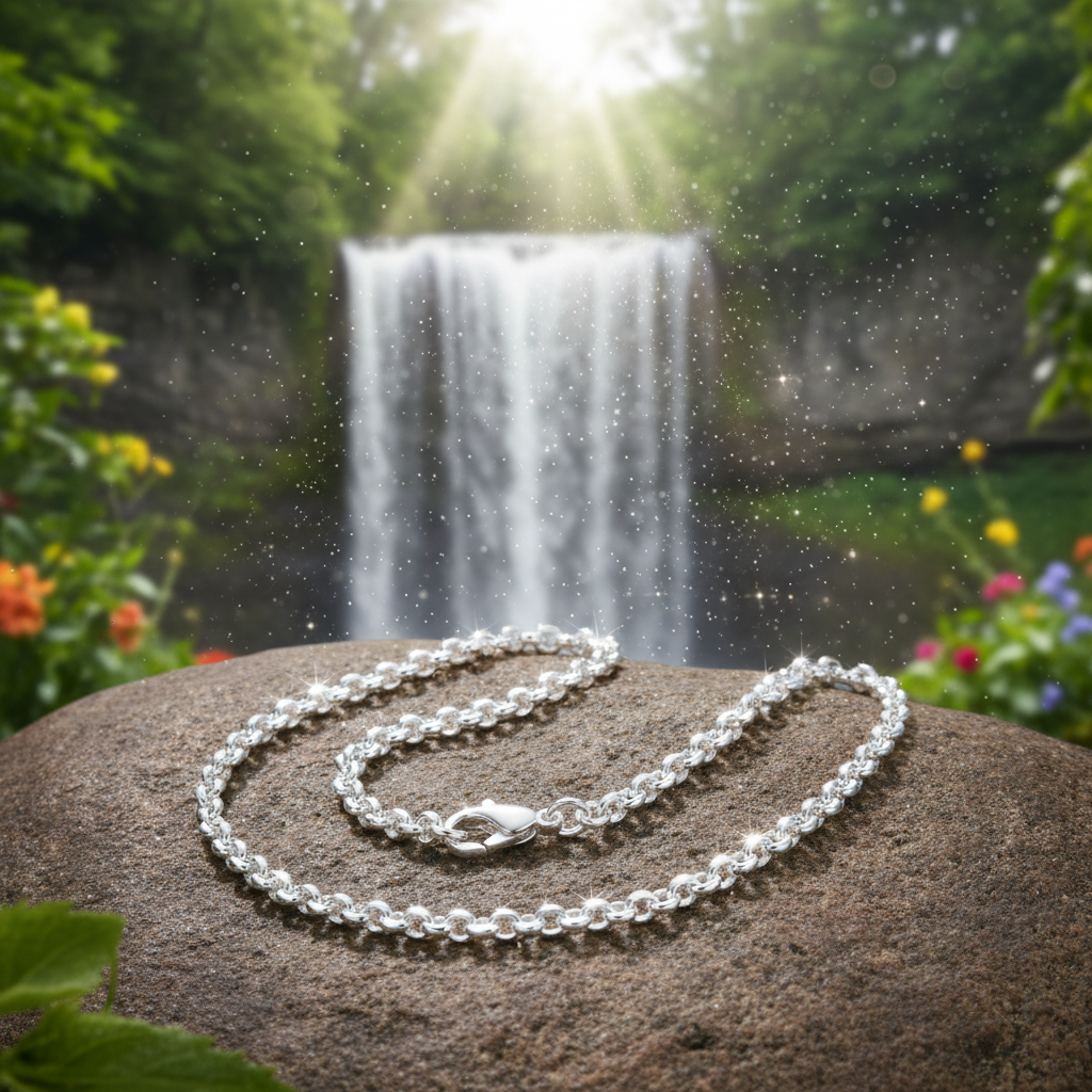Belcher chain with clasp near waterfall