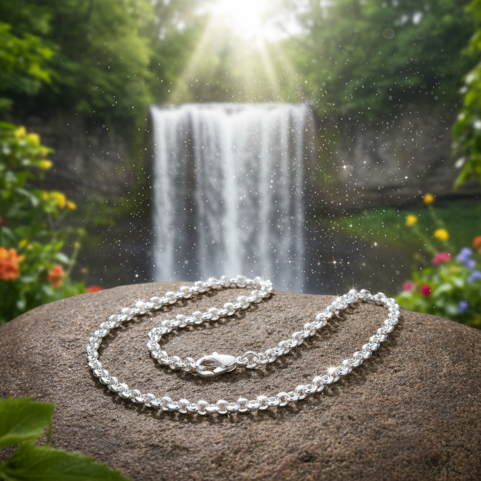 Belcher chain with clasp near waterfall